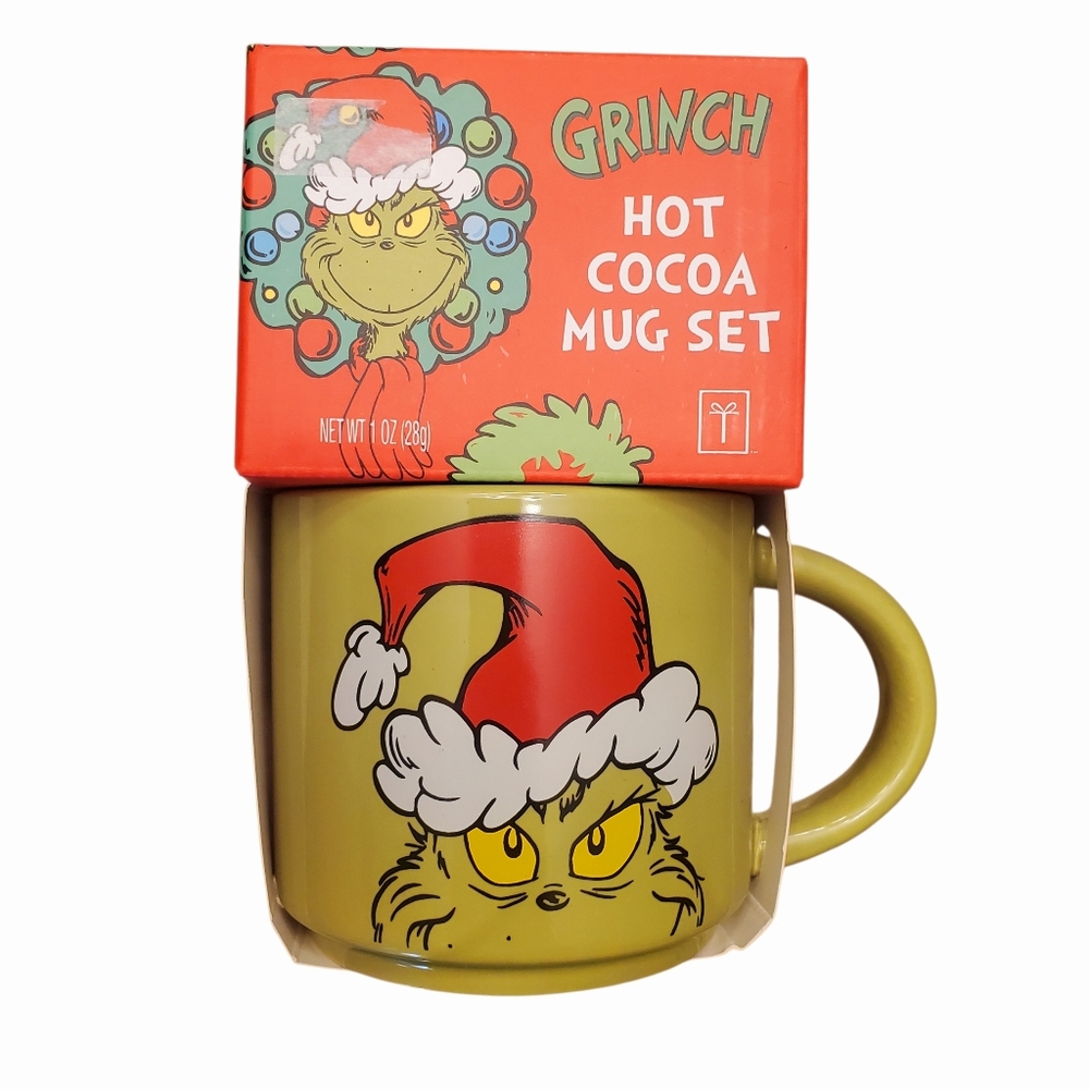 **New** Cute Grinch Hot Cocoa Collectible 10 oz Ceramic Mug Set, Gift Set-‎ Pack